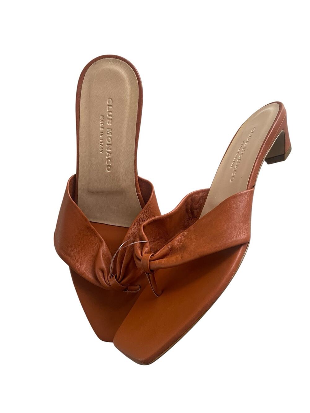 Club Monaco Burnt orange Leather Knotted Kitten Heel